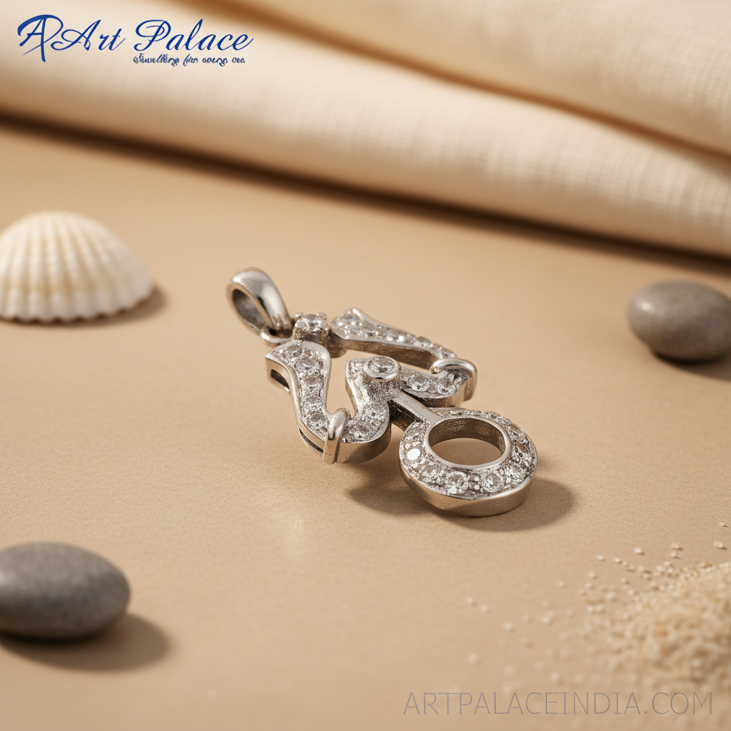 Collar con colgante Om de plata y circonita cúbica | Regalo de joyería para mujer