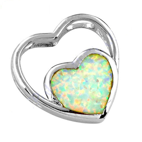 925 Silver Heart Opal Pendant | Women's Gift | Opal Jewelry