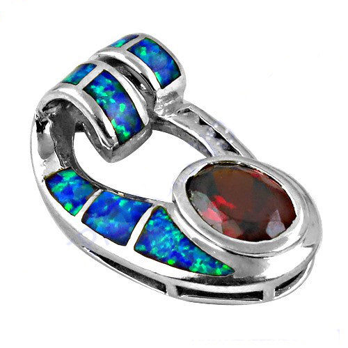 925 Silver Opal & Garnet Pendant | Women's Jewelry Gift