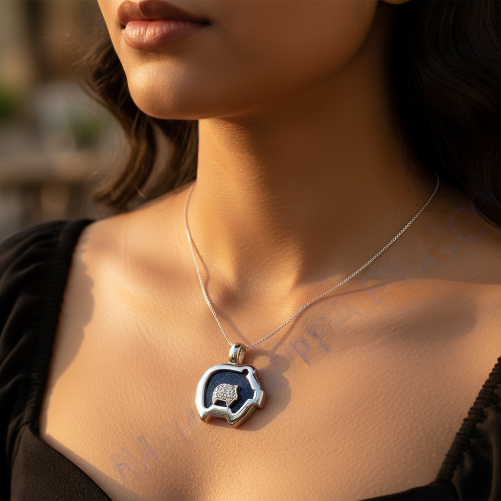 Collar con colgante de cabeza de caballo de plata y piedra azul | Joyería para mujer