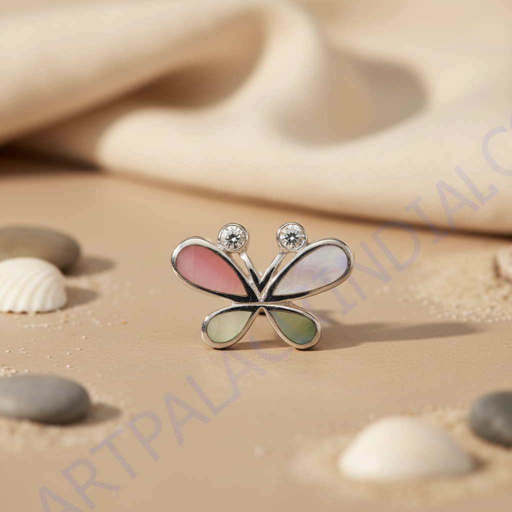 Colgante de mariposa de plata con piedras preciosas | Joyería de regalo para mujer