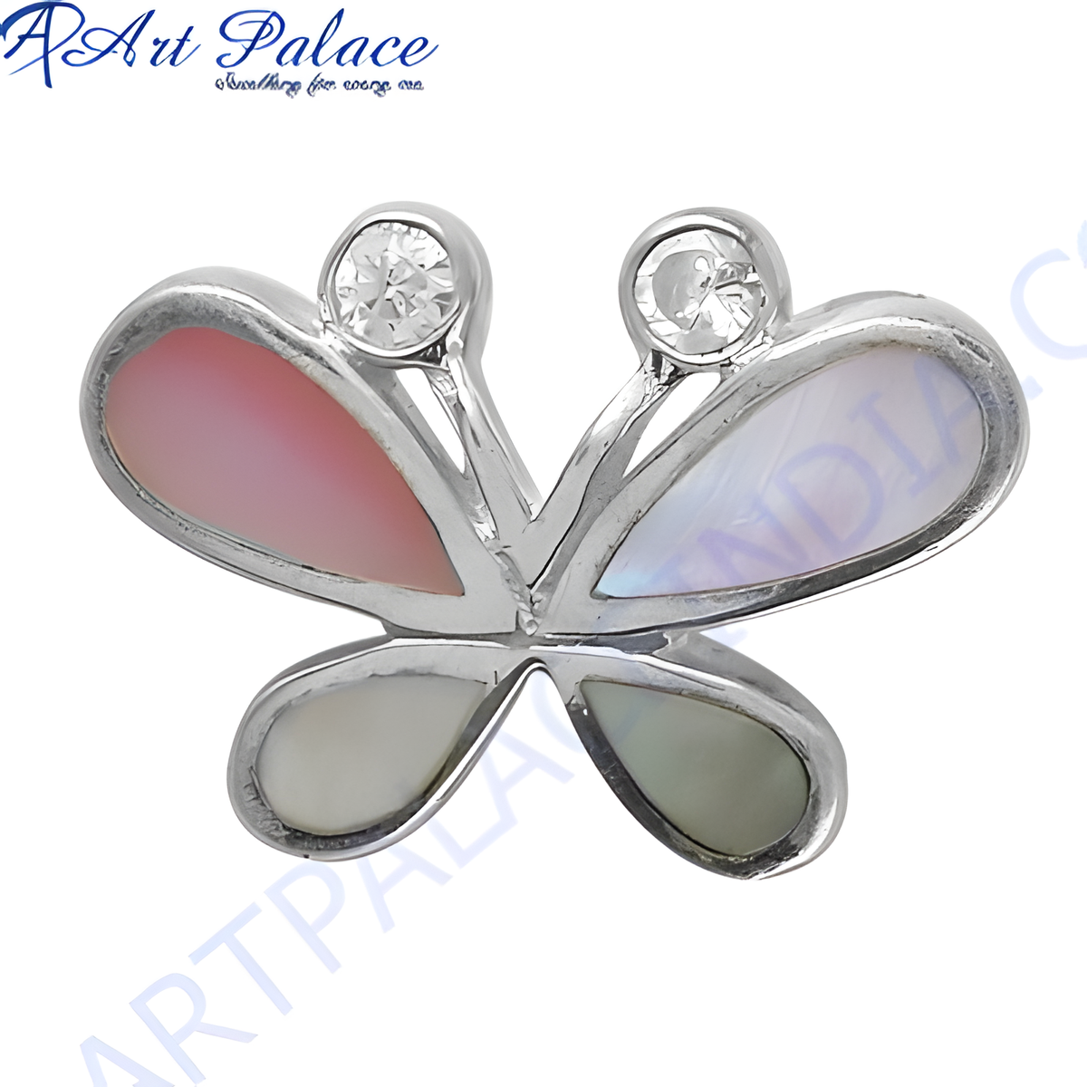 Sterling silver butterfly pendant with gemstones