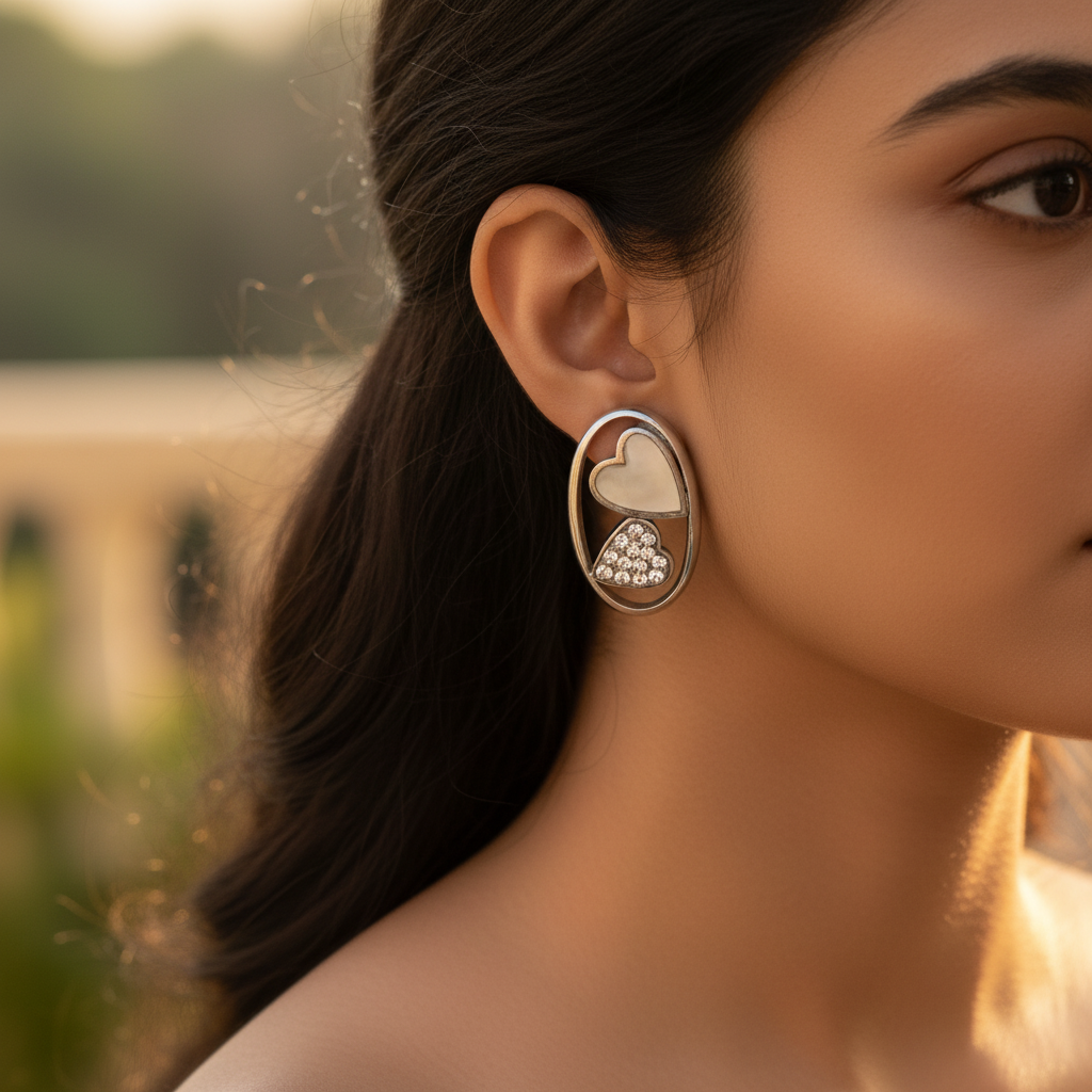 Anillo de corazón de plata con detalles de cristal para mujer | joyería de moda