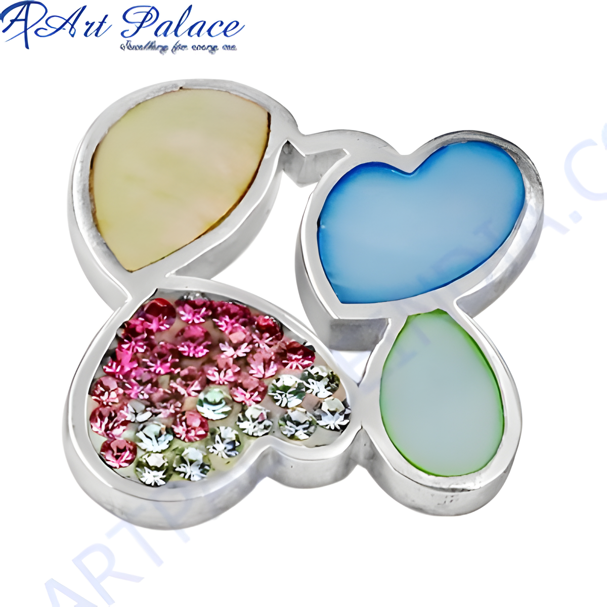 Silver butterfly pendant necklace with colorful gemstone details and a polished finish, perfect for gifting