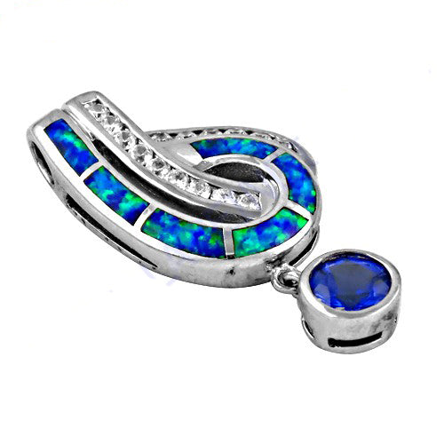 925 Silver Opal & Sapphire Pendant for Women | Fine Jewelry Gift