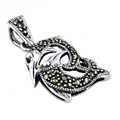 925 Silver Mask Pendant with Marcasite Stones | Women's Jewelry
