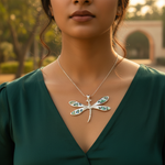 Load image into Gallery viewer, 925 Silver Dragonfly Pendant Necklace | Mother of Pearl | Gift
