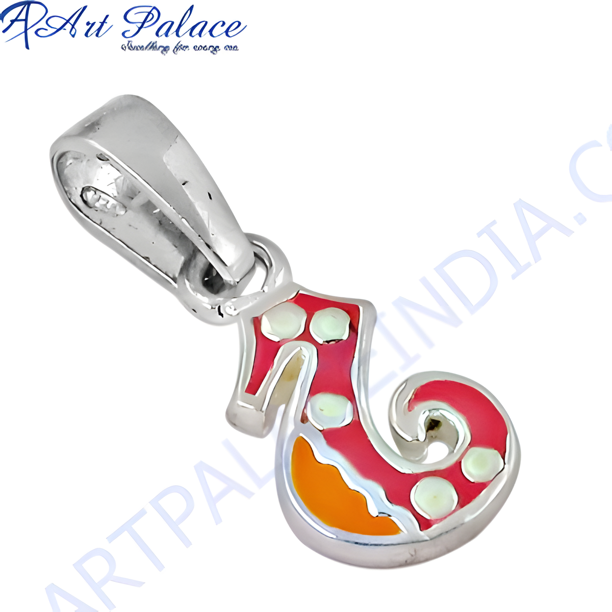 Sterling silver number 5 pendant with red enamel and white details, perfect for gifting or daily wear