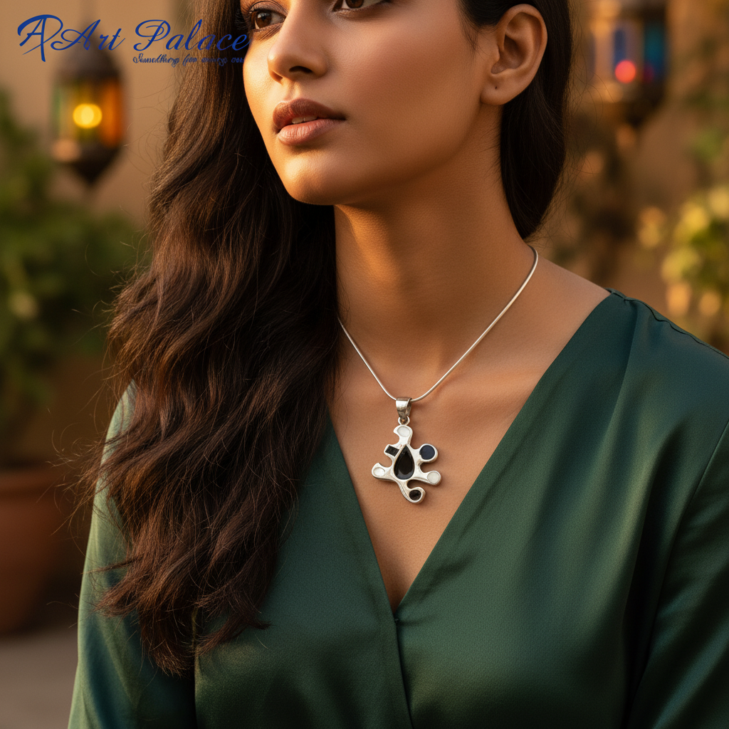 Colgante abstracto de plata 925 para mujer | Regalo de joyería moderna