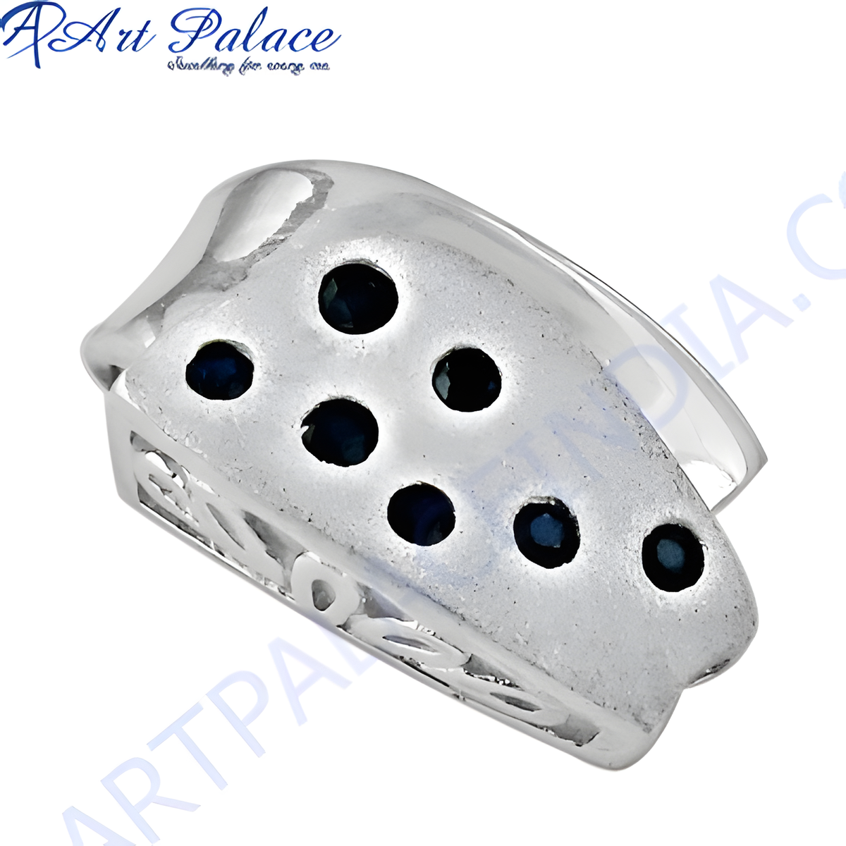 925 sterling silver ring with blue sapphire gemstones for women