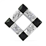 将图像加载到图库查看器中， Silver Geometric Pendant Necklace | Black Onyx Accents | For Women
