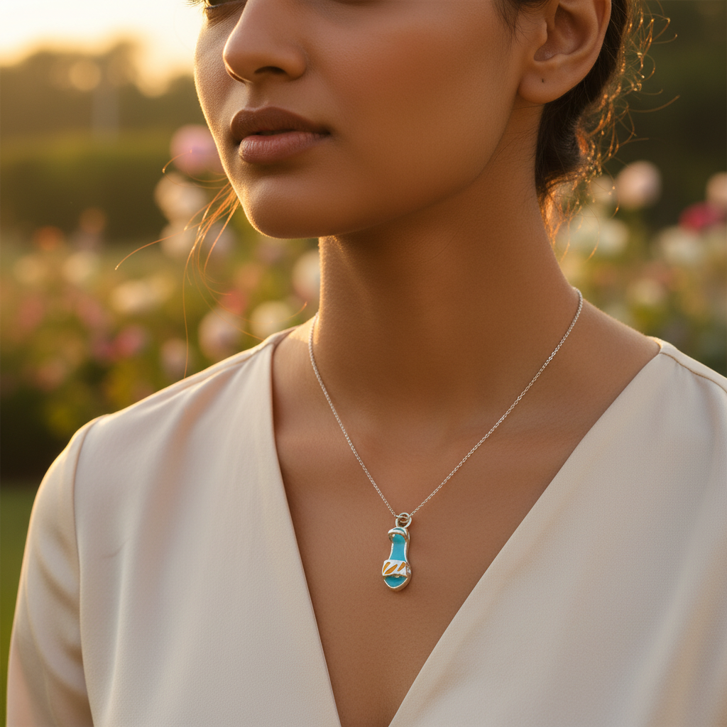 Dije de sandalia esmaltada de plata para mujer | Joyería de verano