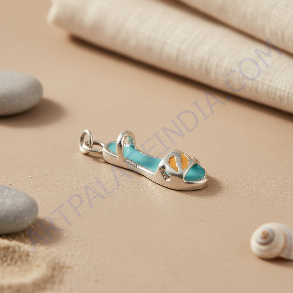 Dije de sandalia esmaltada de plata para mujer | Joyería de verano