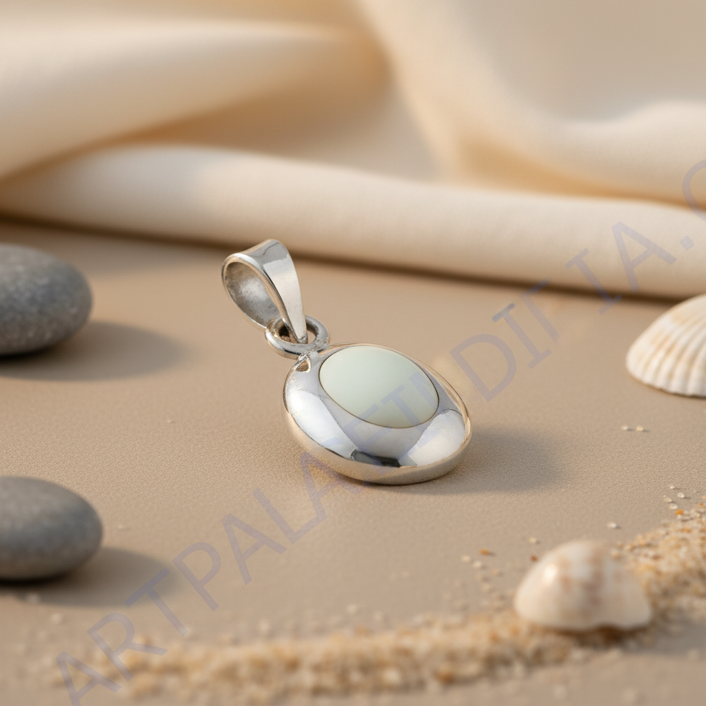 925 Silver Oval Pendant for Women | Daily Wear Necklace