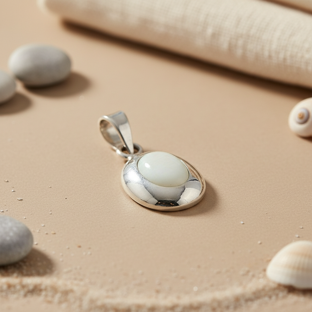925 Silver Oval Pendant for Women | Daily Wear Necklace