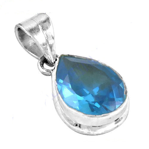 925 Silver Blue Topaz Teardrop Pendant for Women | Gift