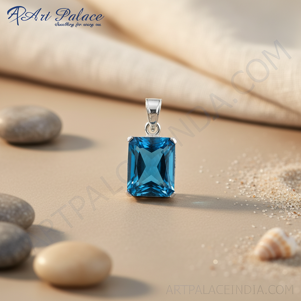 925 silver blue topaz pendant for women | gemstone jewelry