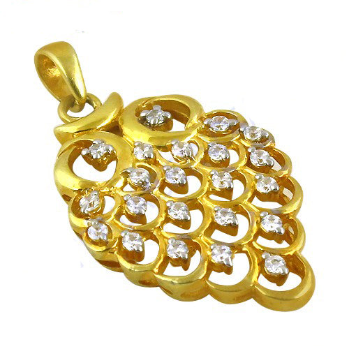 Gold plating diamond pendant for women | grape cluster design