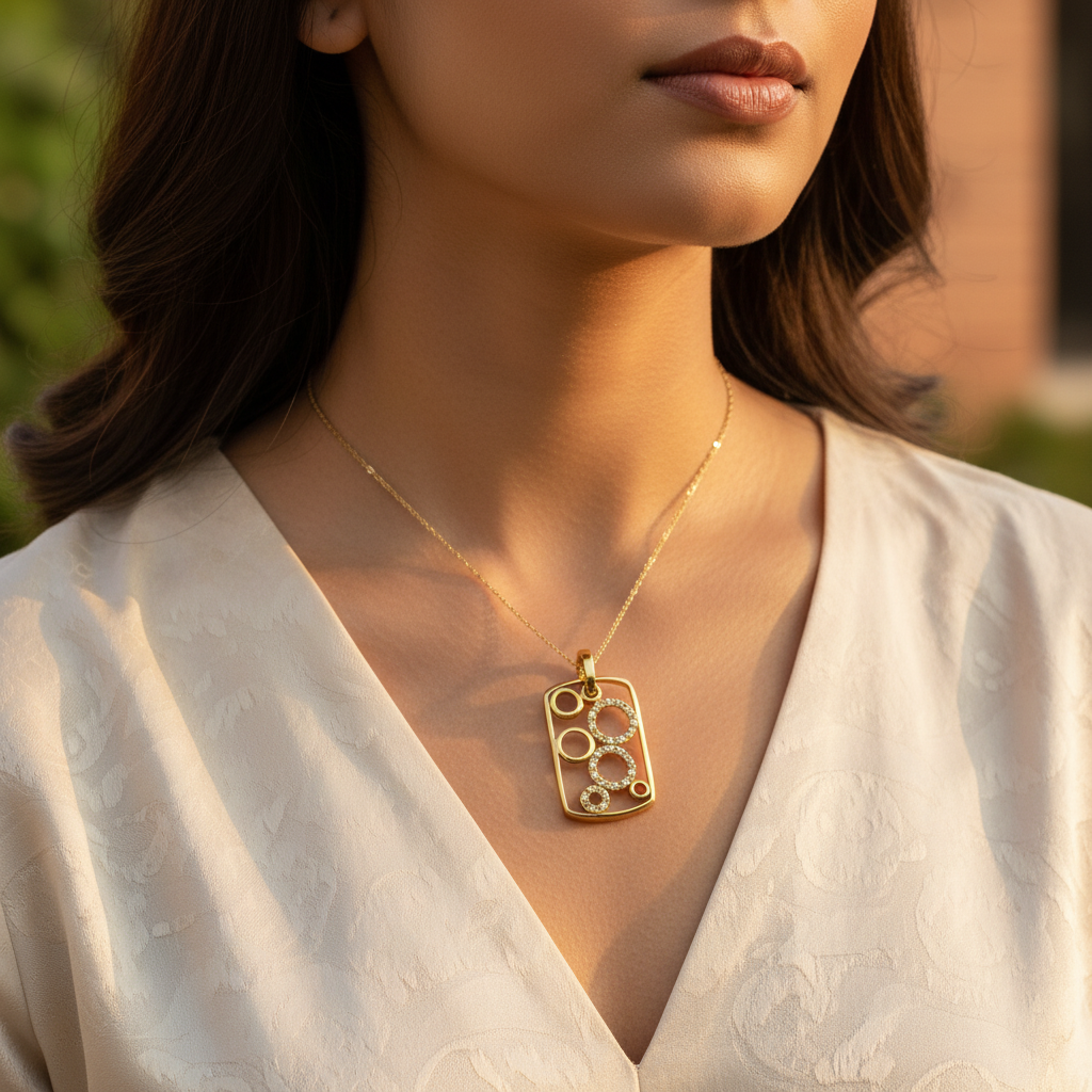 18k gold diamond pendant for women | modern design jewelry