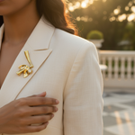 将图像加载到图库查看器中， 女士金色水钻胸针 | 个性饰品
