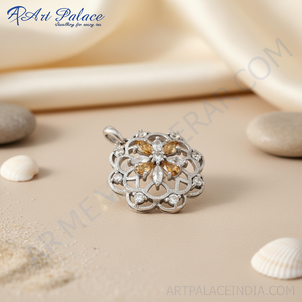 925 Silver Flower Pendant Necklace | Gemstone Jewelry for Women