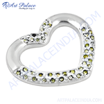 Load image into Gallery viewer, 925 sterling silver heart pendant with green gemstones, ideal for women and gifting.
