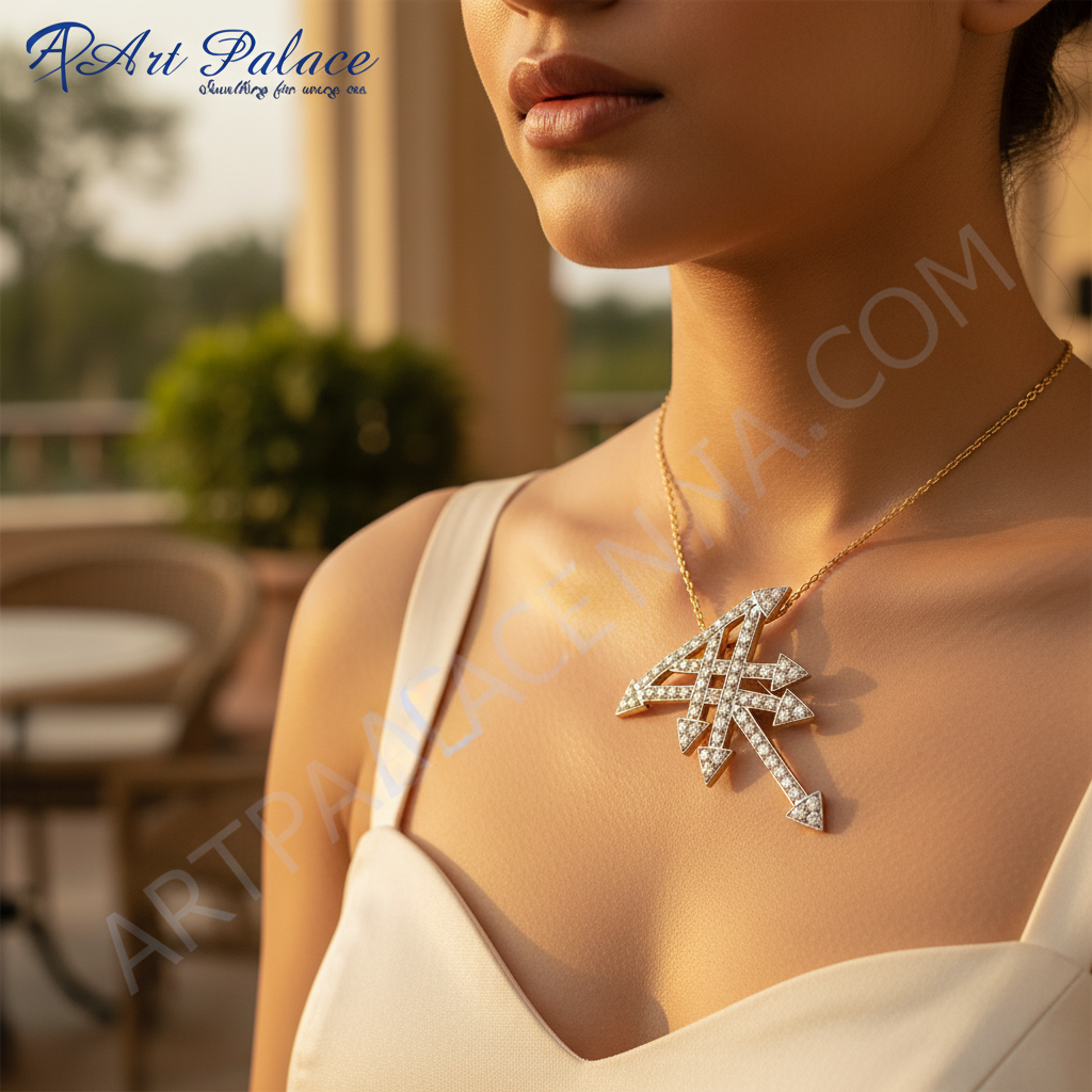 Broche de flecha de diamantes | Acabado dorado | Joyería de regalo para mujer