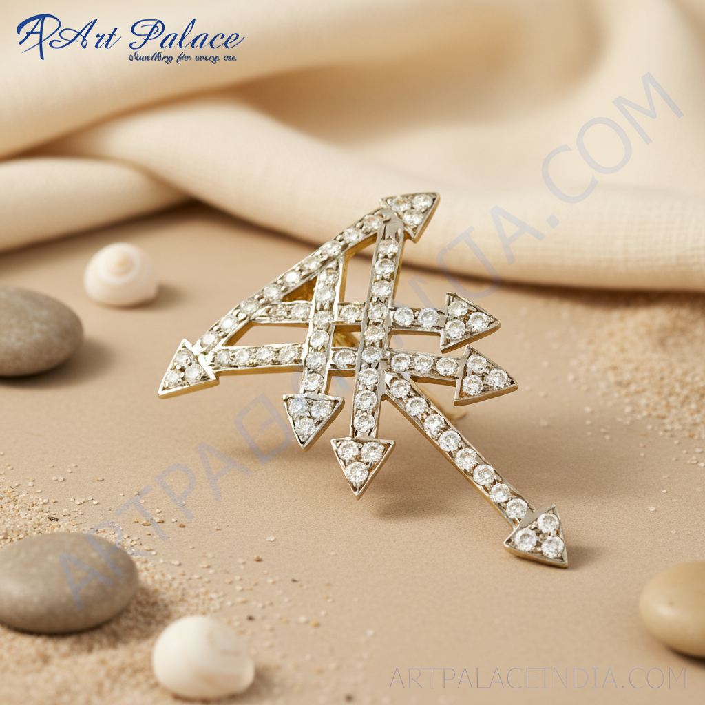 Broche de flecha de diamantes | Acabado dorado | Joyería de regalo para mujer