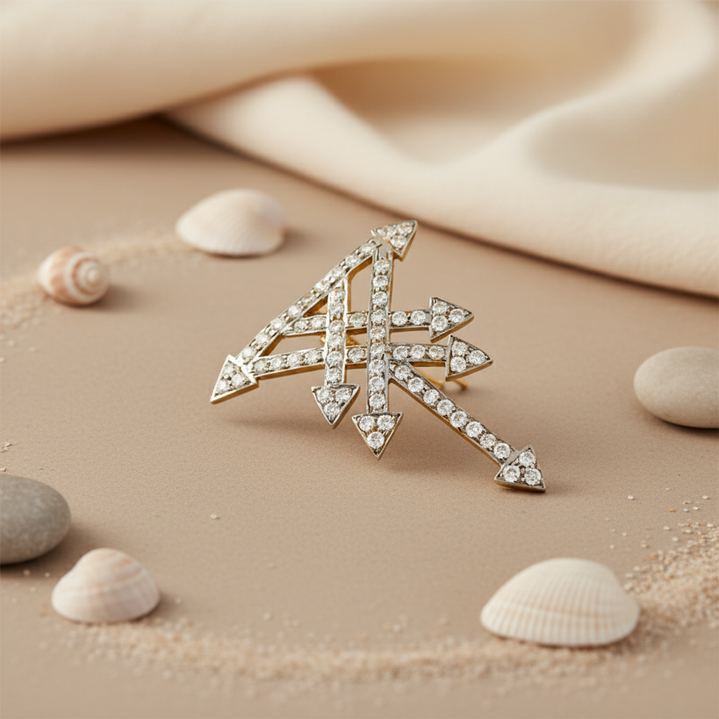 Diamond Arrow Brooch | gold plating Finish | Women's Gift Jewelry