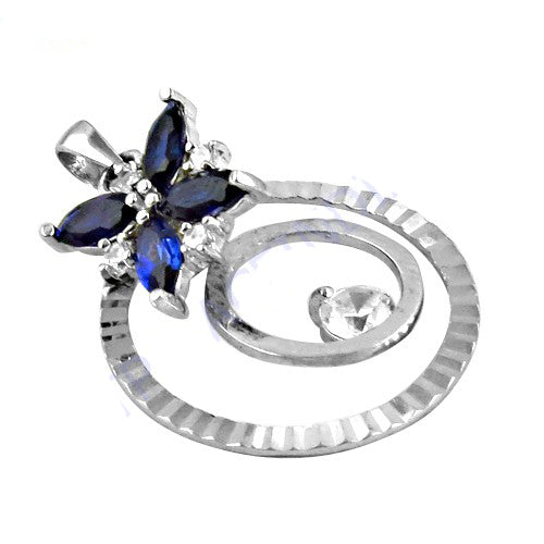 925 silver blue sapphire flower pendant for women | gift