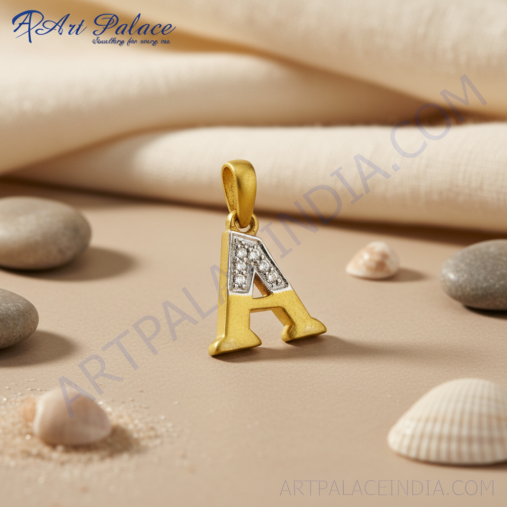 金钻字母a吊坠 | 个性化珠宝礼品