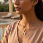 将图像加载到图库查看器中， 镀金立方氧化锆字母 H 吊坠 | 女士珠宝礼品
