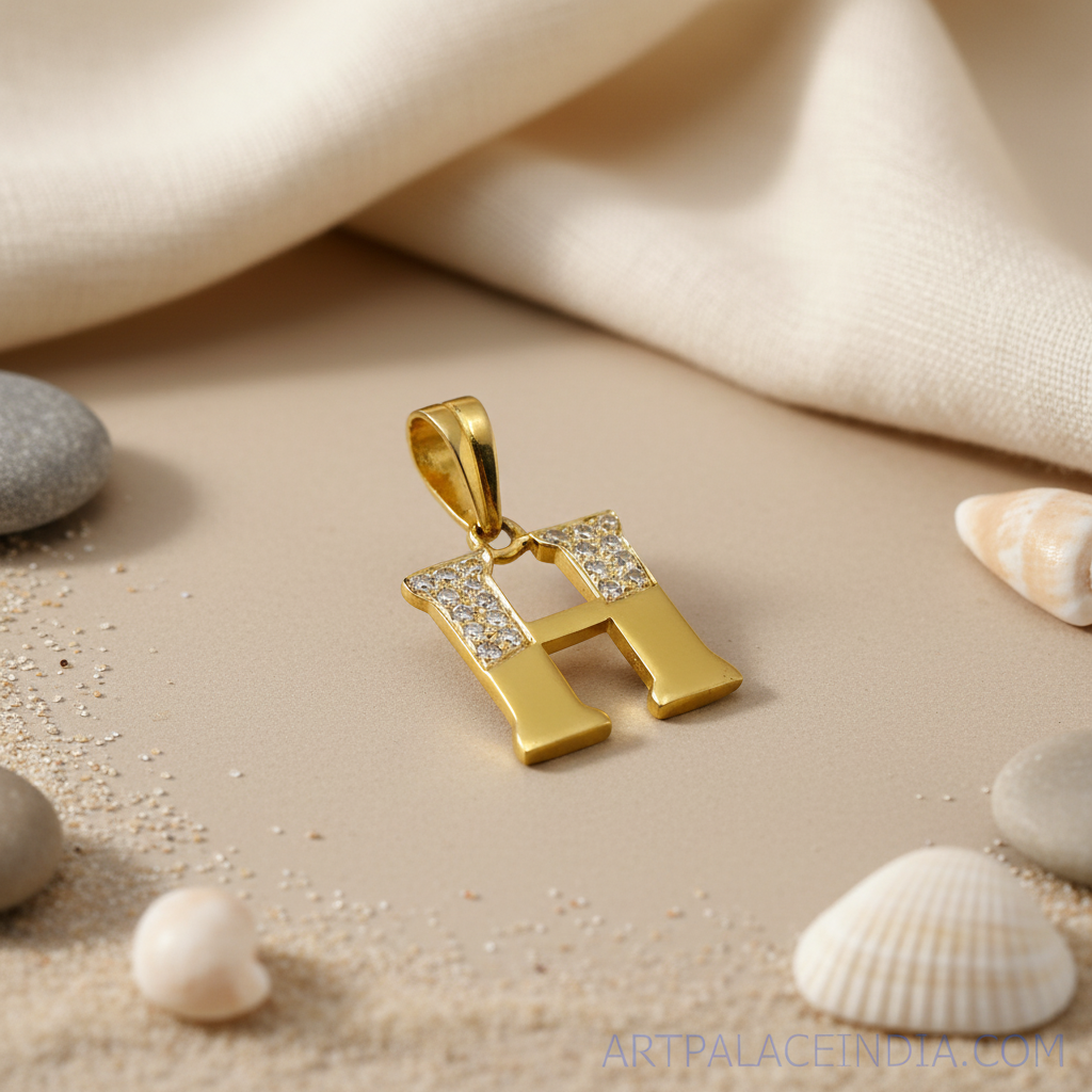 Colgante con inicial h y circonita cúbica bañado en oro | regalo de joyería para mujer