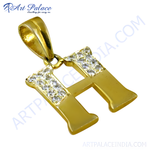 将图像加载到图库查看器中， gold plating plated initial H pendant with sparkling cubic zirconia stones, perfect for women.
