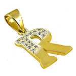将图像加载到图库查看器中， gold plating Plated Cubic Zirconia Letter R Pendant | Gift for Her
