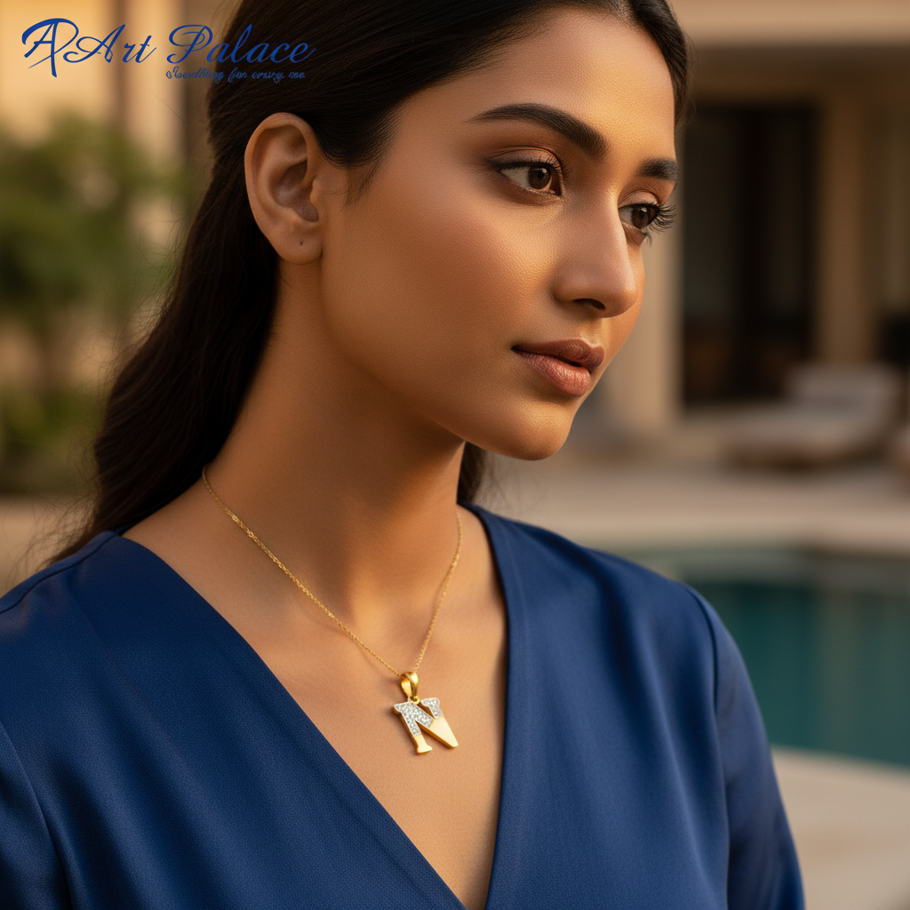 女士黄金钻石字母吊坠 | 首字母珠宝礼物