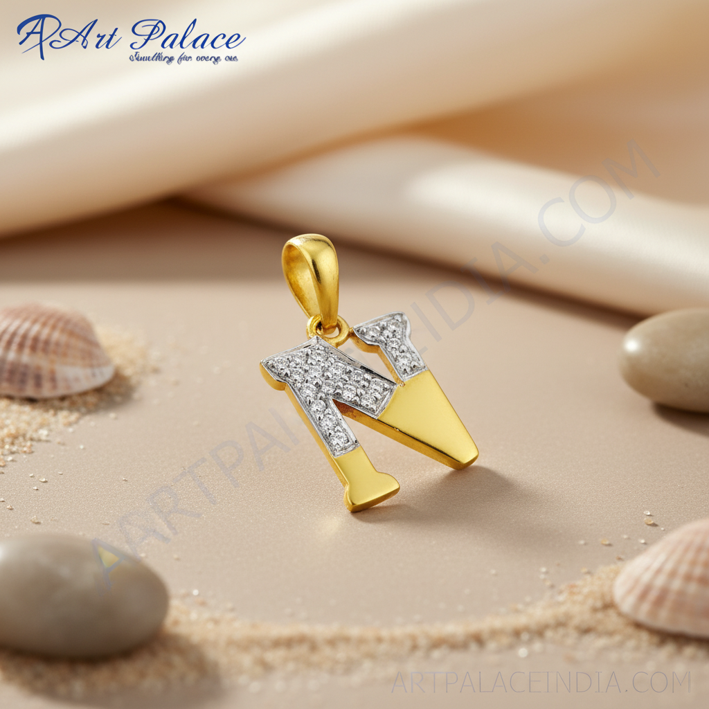 女士黄金钻石字母吊坠 | 首字母珠宝礼物