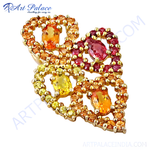 Load image into Gallery viewer, gold plating gemstone cluster ring with orange, yellow and red stones. Statement ring for women.
