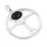 Load image into Gallery viewer, 925 Silver Onyx Stone Pendant for Women | Peace Sign Jewelry
