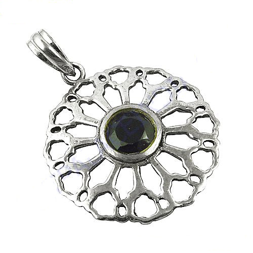 925 Silver Green Gemstone Pendant for Women | Art Deco Jewelry