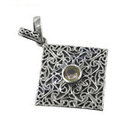将图像加载到图库查看器中， 925 Silver Square Filigree Pendant with Green Gemstone
