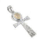 Load image into Gallery viewer, 925 Silver Ankh Pendant with Moonstone | Egyptian Jewelry
