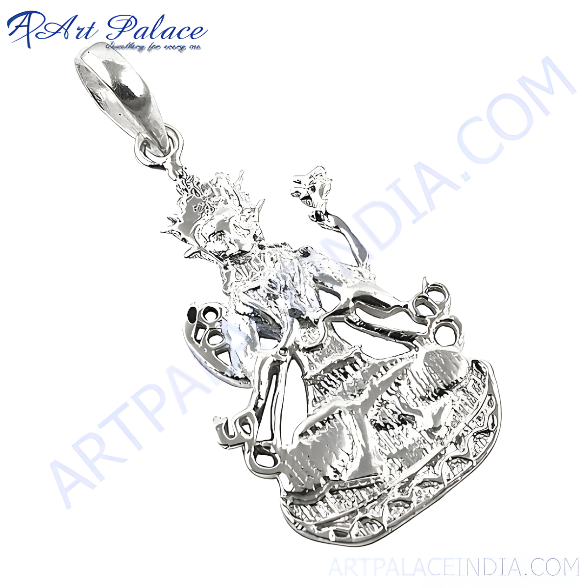 Sterling silver lord shiva pendant featuring detailed craftsmanship, ideal for religious jewelry