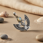 将图像加载到图库查看器中， 925 Silver Egyptian Winged Pendant for Women | Moonstone Jewelry
