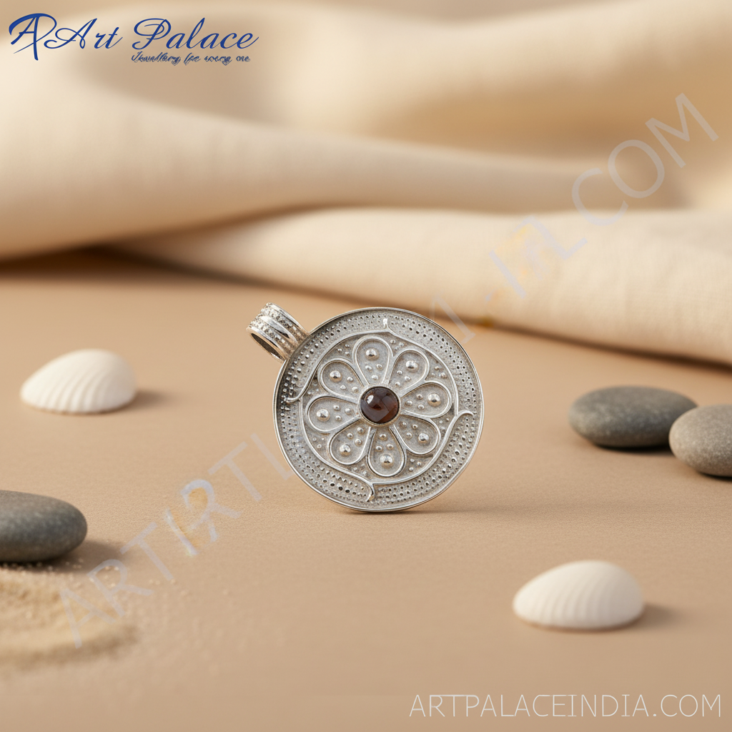 925 silver flower pendant with gemstone | women's necklace gift