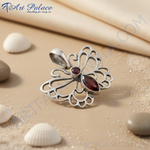 Load image into Gallery viewer, Colgante floral de plata de ley 925 para mujer | Joyería de granate
