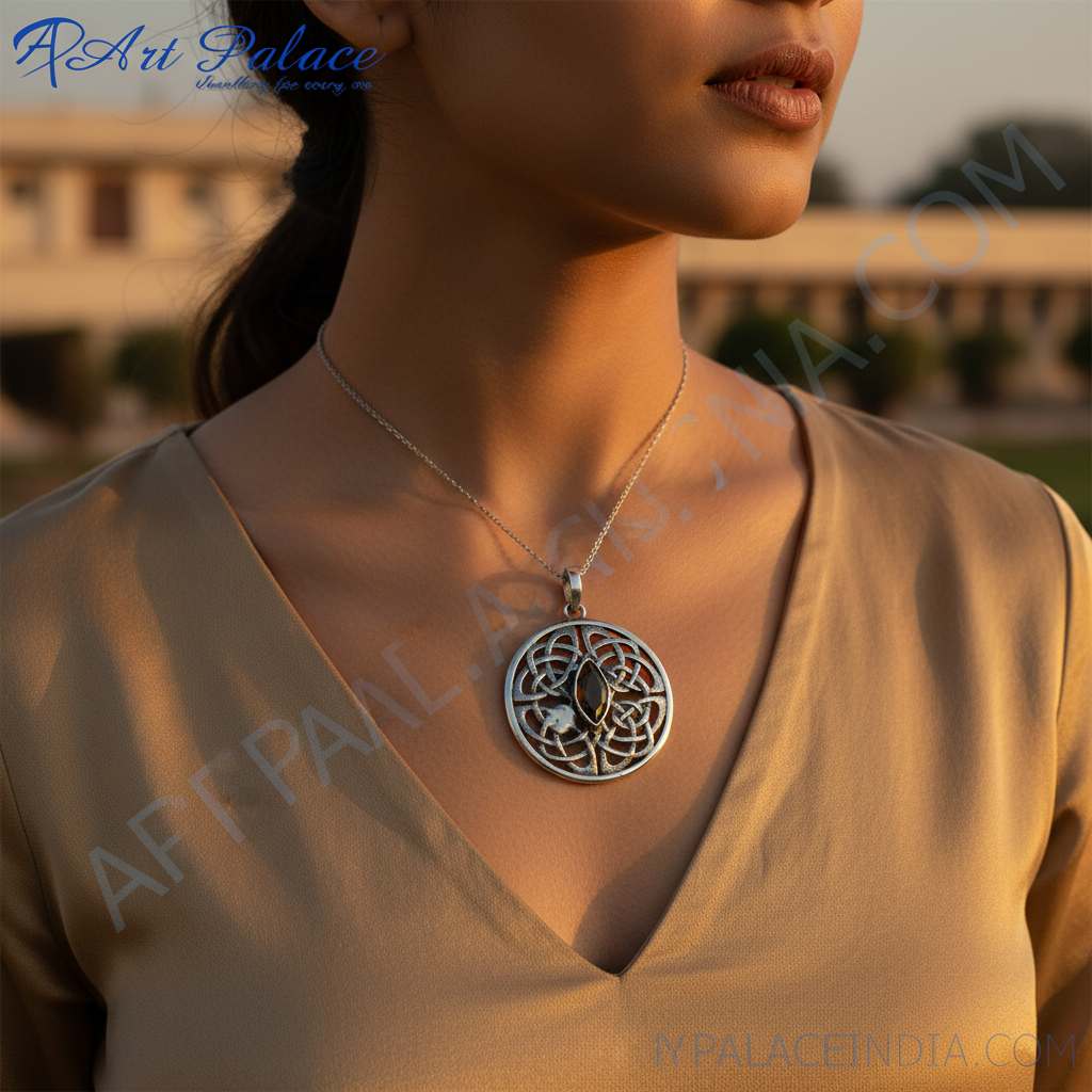 925 Silver Celtic Knot Pendant Necklace | Gemstone Jewelry Gift
