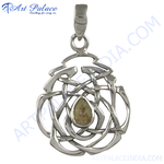 Load image into Gallery viewer, 925 silver Celtic knot pendant with a pear-shaped gemstone. Unique women's jewelry.

