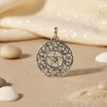 Load image into Gallery viewer, 925 Silver Pentagram Pendant with Green Gemstone | Women's Necklace
