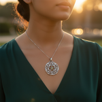 将图像加载到图库查看器中， 925 Silver Pentagram Pendant with Green Gemstone | Women's Necklace
